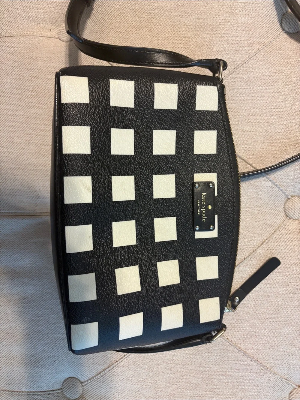 kate spade Black & Cream Checkered Crossbody Bag